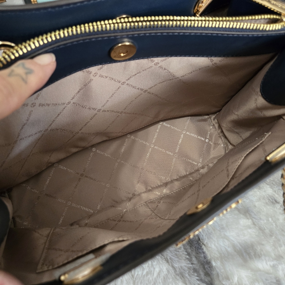 Navy Michael Kors Teagen Chain Shoulder Bag & Wallet Set - Picture 16 of 16